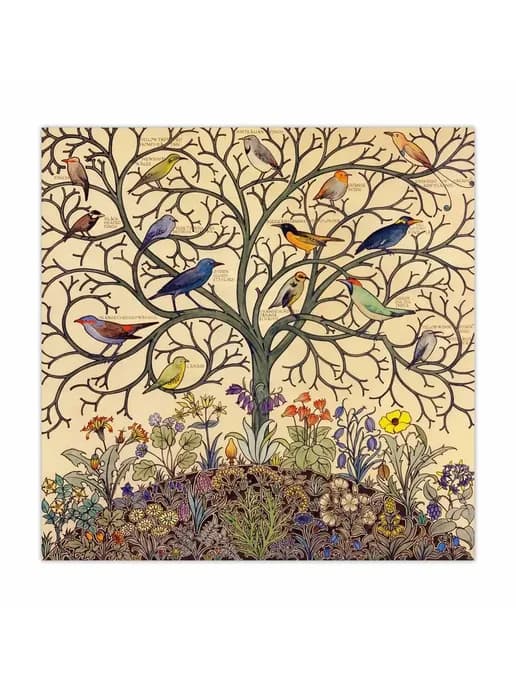 Картина "Древо жизни, птицы" 5x5in