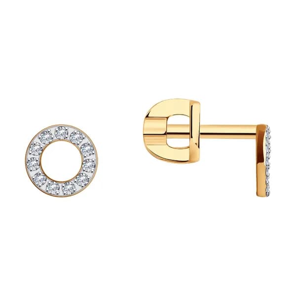 Золотые серьги DIAMANT-ONLINE с фианитом 585 пробы
