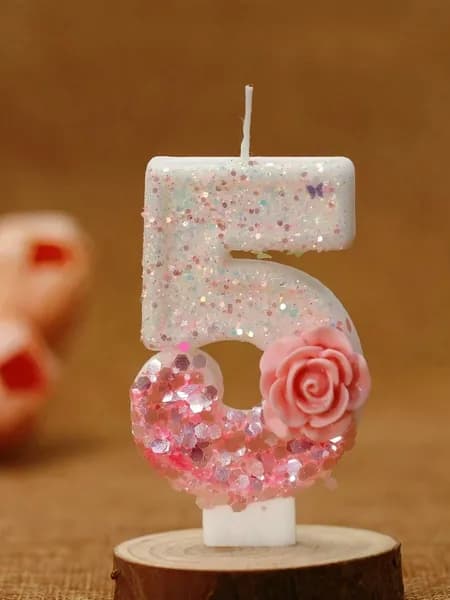 Свечи для торта цифра 0, цифра 1 "5" 7.5 см х 4 см 1 шт
