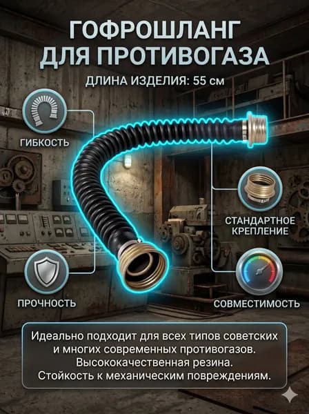 Гофротрубка для фильтра противогазов ГП, ПДФ (соединительная без фильтра)