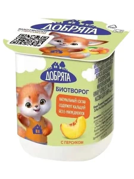 Творог детский Добрята персик с 3 лет 4,2% БЗМЖ 100 г