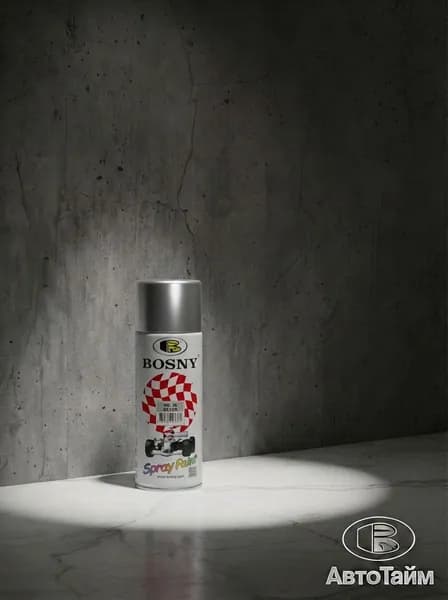 Bosny Аэрозольная краска Быстросохнущая, Гладкая, до 105°, Акриловая, Глянцевое покрытие, 0.52 л, 0.30 кг, серебристый