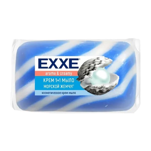Крем-мыло EXXE "Морской жемчуг", косметическое, синее полосатое, одиночное, 80 г