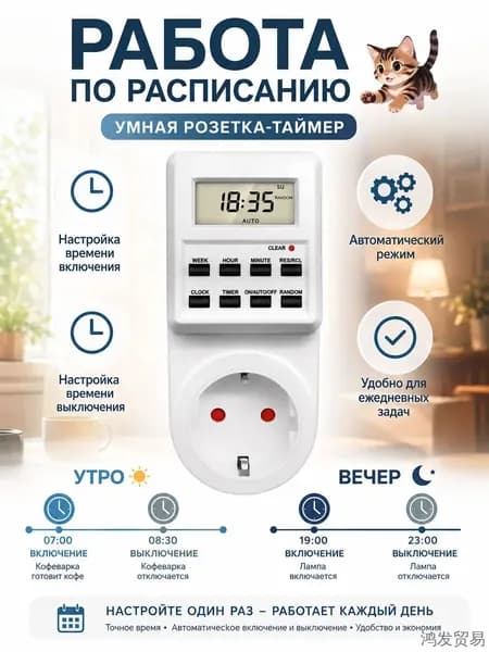 Программируемая таймер-розетка евростандарт