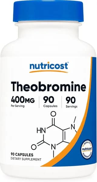 Nutricost Theobromine 400mg, 90 вегетарианских капсул - Без глютена, без ГМО