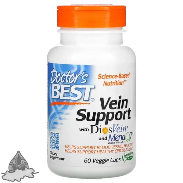 Диосмин, гесперидин, витамин К2 Doctor's Best Vein Support, для вен и сосудов, 60 капсул