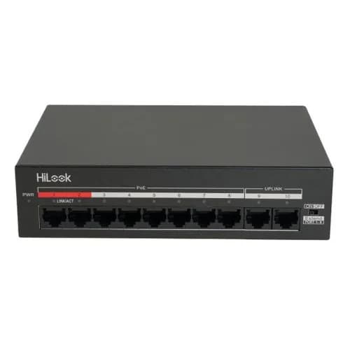 HILOOK NS-0110MP-60, 8 портов, мегабит, PoE 60 Вт, 2 порта мегабитного восходящего канала, неуправляемый, настольный коммутатор.