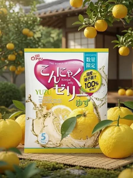 Желе из конняку со вкусом юдзу Yukiguni Aguri 108 г, Япония