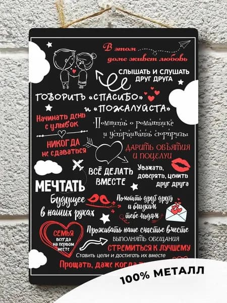 Постер "Правила семьи и дома", 30 см х 20 см