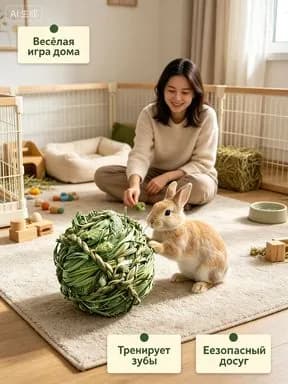 Травяной шар для грызунов 2 шт., игрушка-лакомство из тимофеевки, шар для сточки зубов, натуральная погрызушка для кролика и морской свинки, сено для кролика,