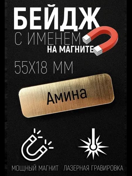 Бейдж с именем Амина на магните