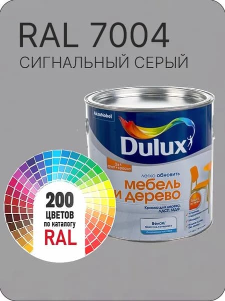 Краска для мебели и дерева цвет сигнальный-серый Ral 7004 0.8 л.