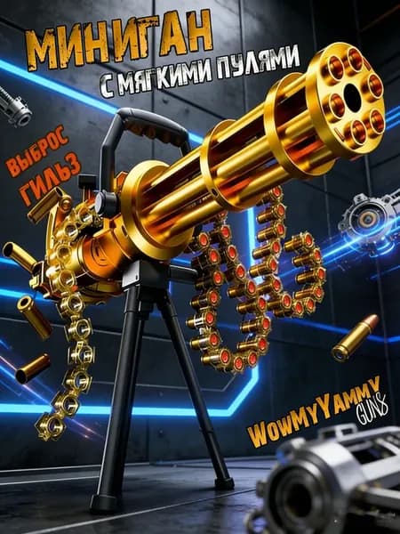 Игрушечный миниган с мягкими пулями PREMIUM золотой