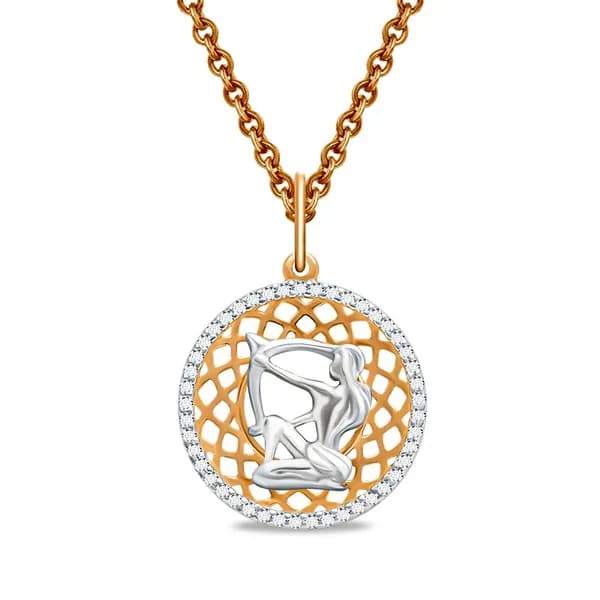 Подвес Стрелец с цирконами серебро 925 пробы 585GOLD