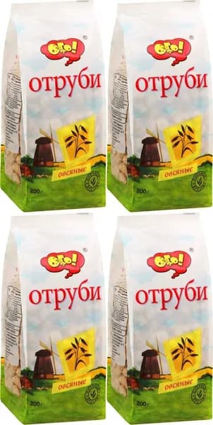 Отруби Ого! овсяные, комплект: 4 упаковки по 200 г