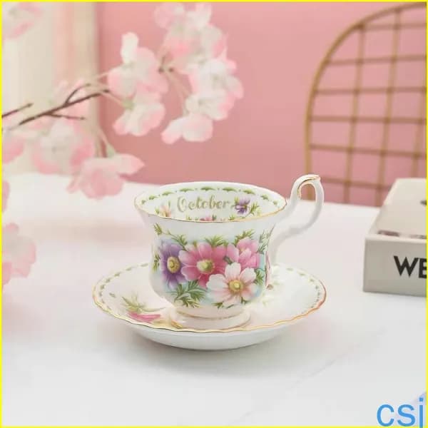 Чайная пара Royal Albert. Серия "Цветок месяца". Англия. Костяной фарфор. Клеймо 70-е гг. Сузуран в мае