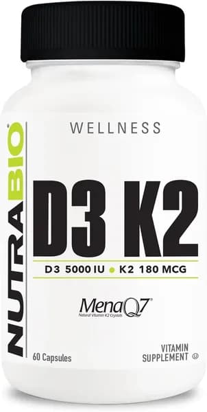 Nutrabio Витамин D3 5000 МЕ и K2 180 мкг 60 капсул
