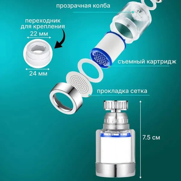 Кухонный бытовой фильтрующий элемент для очистки воды, 20 сменных стержней, подходит для кухонь и ванных комнат