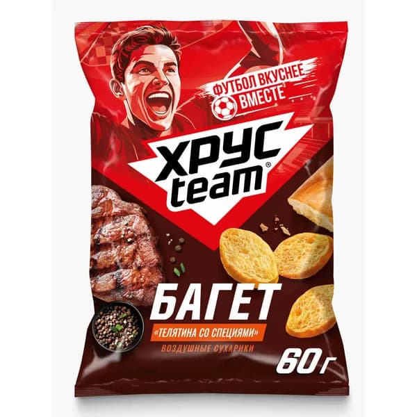 Сухарики Хрусteam Багет Телятина-Специи, 60 г