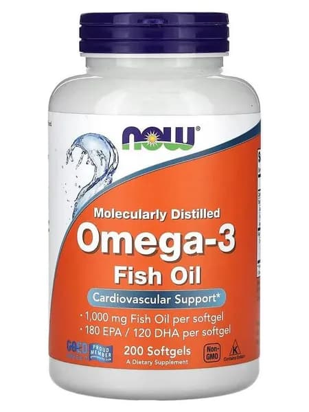 Омега 3 NOW Omega-3 Fish Oil 1000 мг рыбий жир 200 гелевых капсул