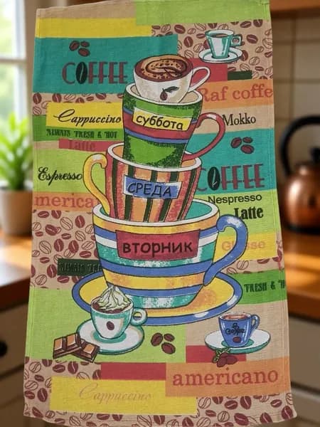 Полотенце кухонное кухонное, Рогожка фактура, 35x60, 1шт