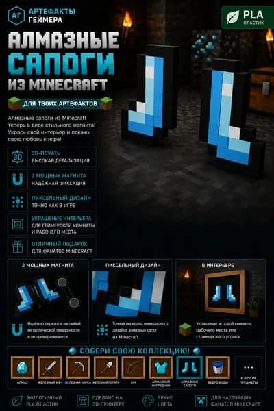 Фигурка Сапоги Майнкрафт Minecraft, на магнитах