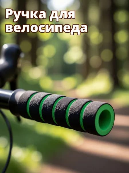 Велосипедные нескользящие поролоновые накладки на руль черно-зеленого цвета в наборе 2 шт