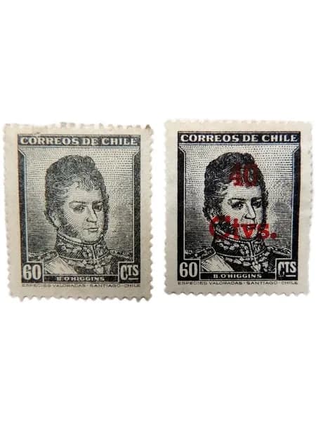 Почтовая марка Чили Бернардо ОХиггинс 1948-1952г