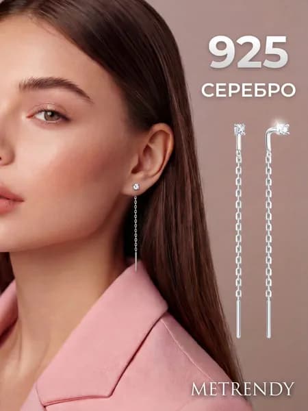 Серьги протяжки серебряные 925 METRENDY