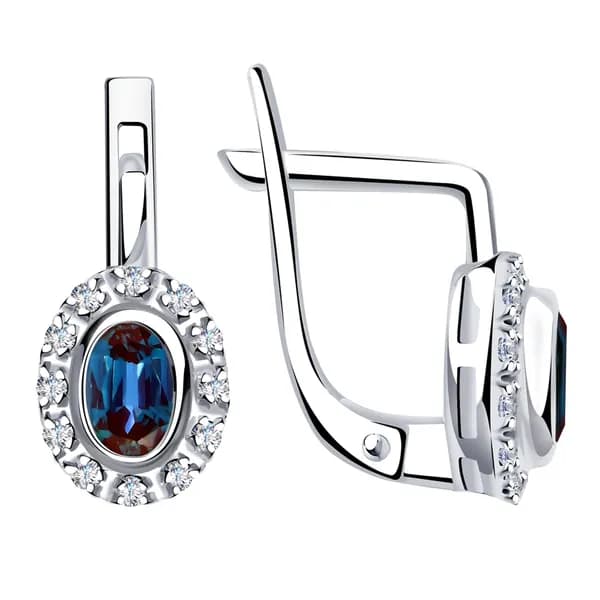 Серьги из белого золота DIAMANT-ONLINE с бриллиантом и александритом 585 пробы