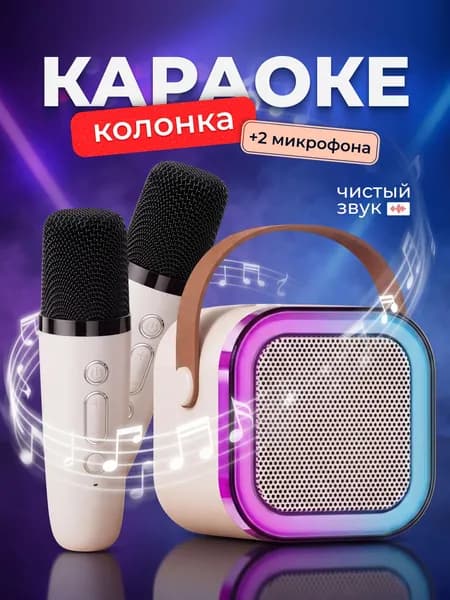 Детская караоке система с двумя беспроводными микрофонами и колонкой