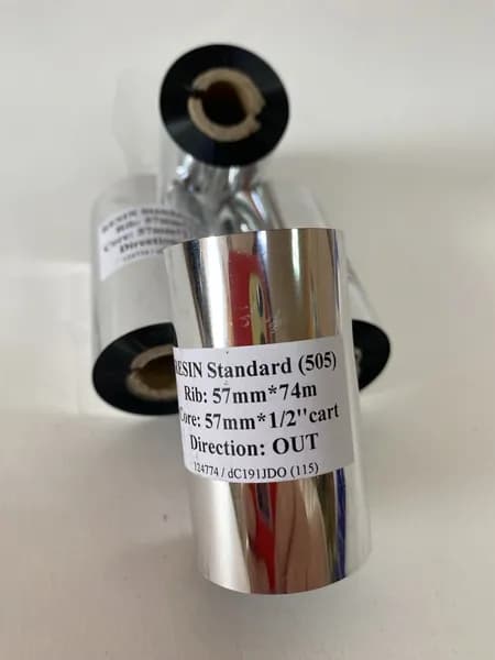 Риббон 57мм х 74м Черный RESIN 505 Смола, вт 0,5"/57мм, OUT, 1 рулон