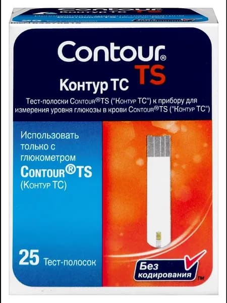 Тест-полоски для глюкометра Контур ТС, 25 шт