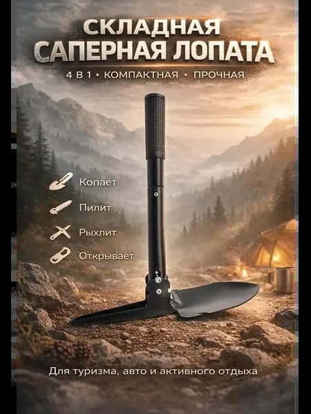 Складная саперная лопата 4 в 1 туристическая