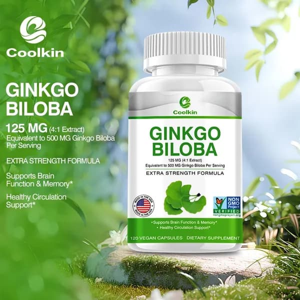 Биологически активная добавка Coolkin Ginkgo Biloba: поддерживает работу мозга, улучшает память и способствует кровообращению.