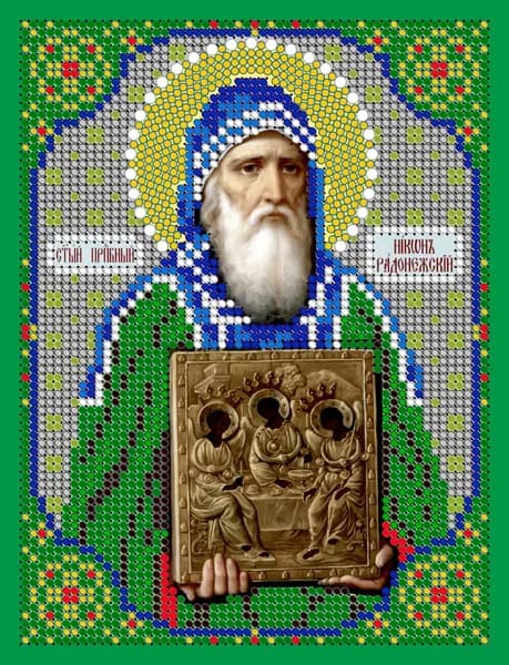 Схема для вышивания бисером Светлица (без бисера), икона "Св. Никон Радонежский" 12х16 см