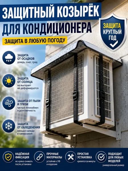 Козырек для кондиционера 40х80 см: солнцезащитный навес на внешний блок, водоотталкивающий чехол от дождя и снега сплит-системы