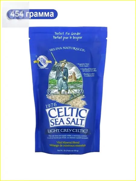 Celtic Sea Salt, Light Grey Celtic, Кельтская соль / смесь основных минералов, серый, 454 гр, средний помол