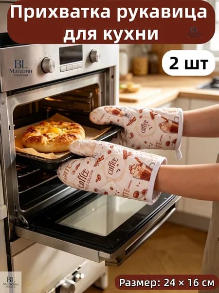 Прихватка для кухни рукавица 2 шт разноцветный
