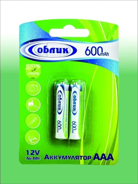 Аккумуляторы Облик Ni-Mh 1.2V ААA - 600 mAh Блистер - 2 шт