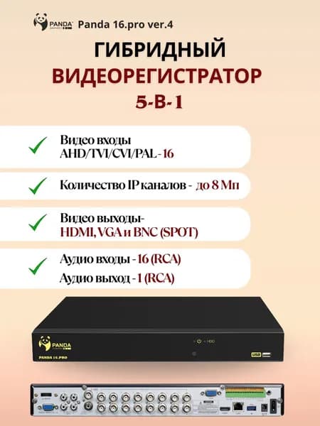 Видеорегистратор гибридный 5 в 1 Panda 16.pro ver.4