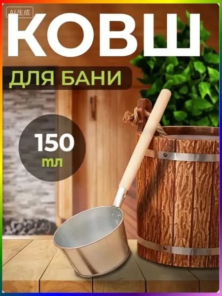 Бондарное изделие для бани Ковш для бани, 0.12 л