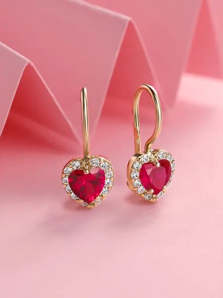 Серьги Сердечки серебро 925 фианитами