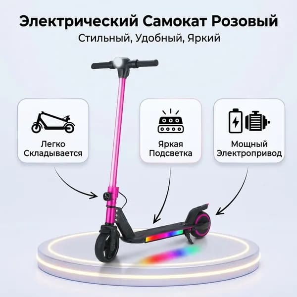 Электросамокат M0348, светло-розовый