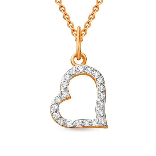 Подвеска на шею с фианитами из красного золота 375 пробы 585GOLD