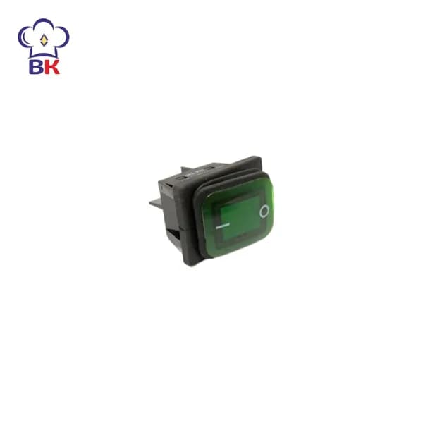 Переключатель клавишный, выключатель on-off зелёный с подсветкой 30А, 250V влагозащитный 4 контактный, 120000060541 Абат, кнопка включения