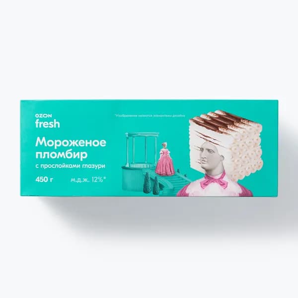 Мороженое-рулет ванильный пломбир 450 г, Ozon fresh