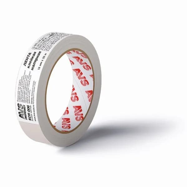 Лента клейкая малярная AVS SCH-006 18 mm x 20 m (бежевый)
