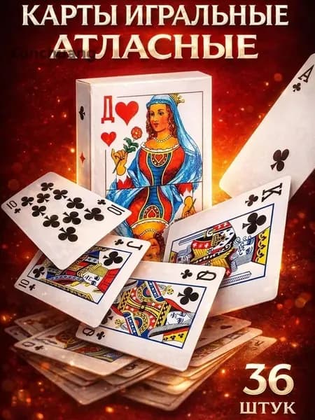 Карты игральные 36 классические атласные / 6.0 см Х 9.0 см