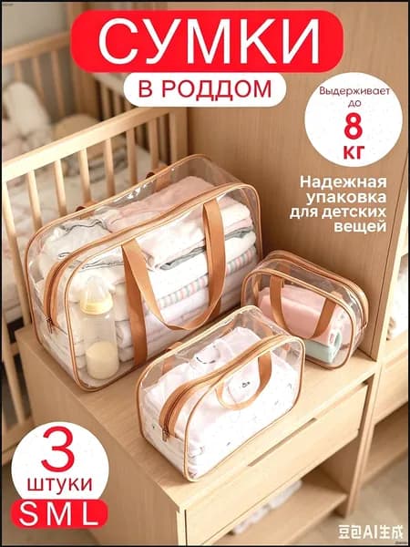 Сумки в роддом для беременных для мамы комплект 3 шт матовые
